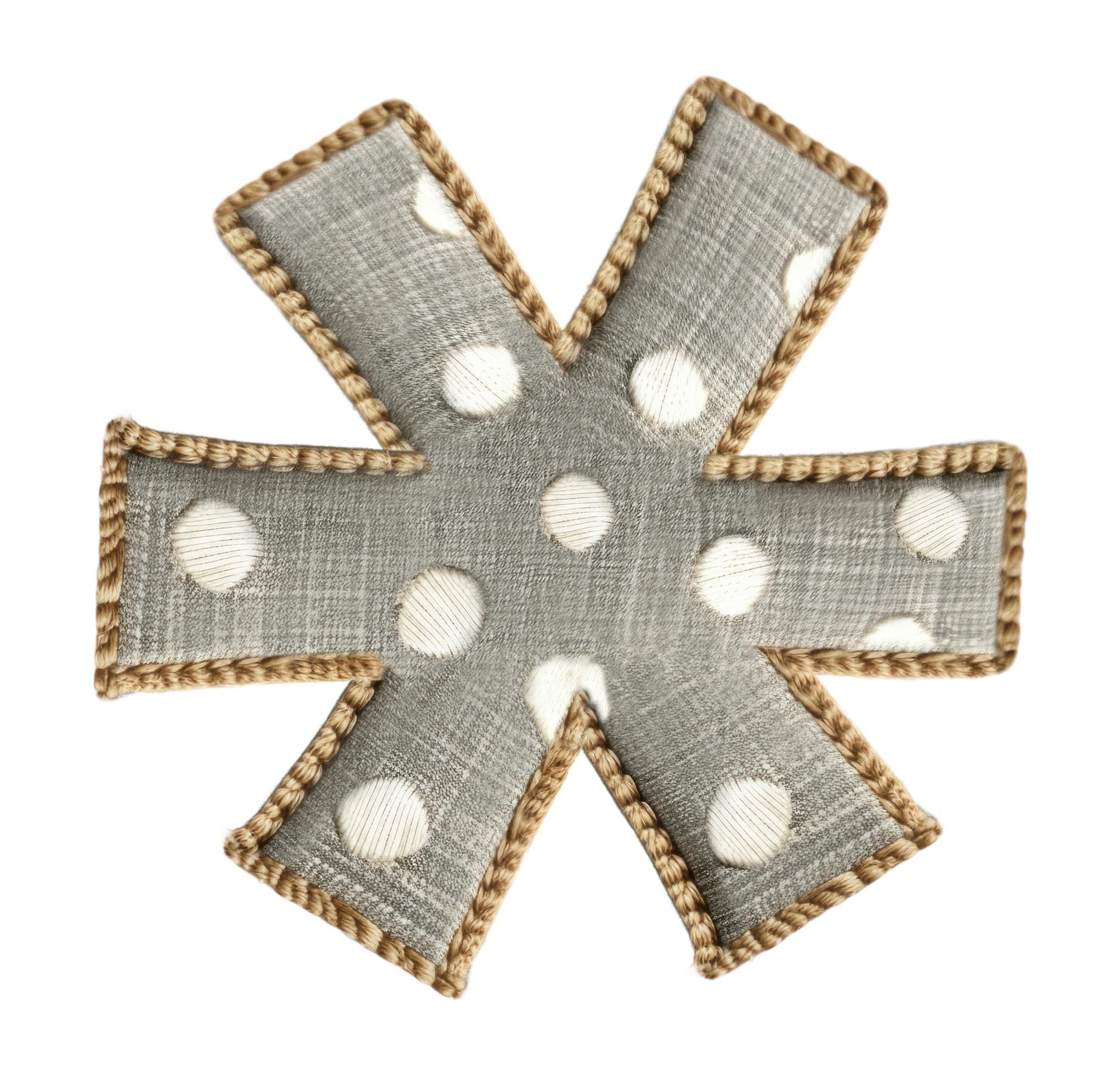 set of embroidered patches on kraft background